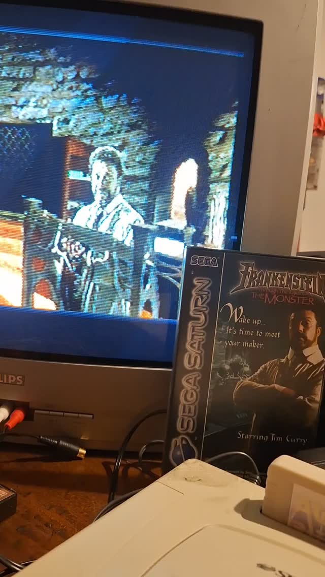 Enjoying Frankenstein with the late great Tim Curry on the Sega Saturn.

I love these kinds of Myst type games with prerendered backgrounds and fmvs. And I love Tim Curry. That man was entertaining and enticing in everything he did.

#frankenstein #retrogaming #timcurry