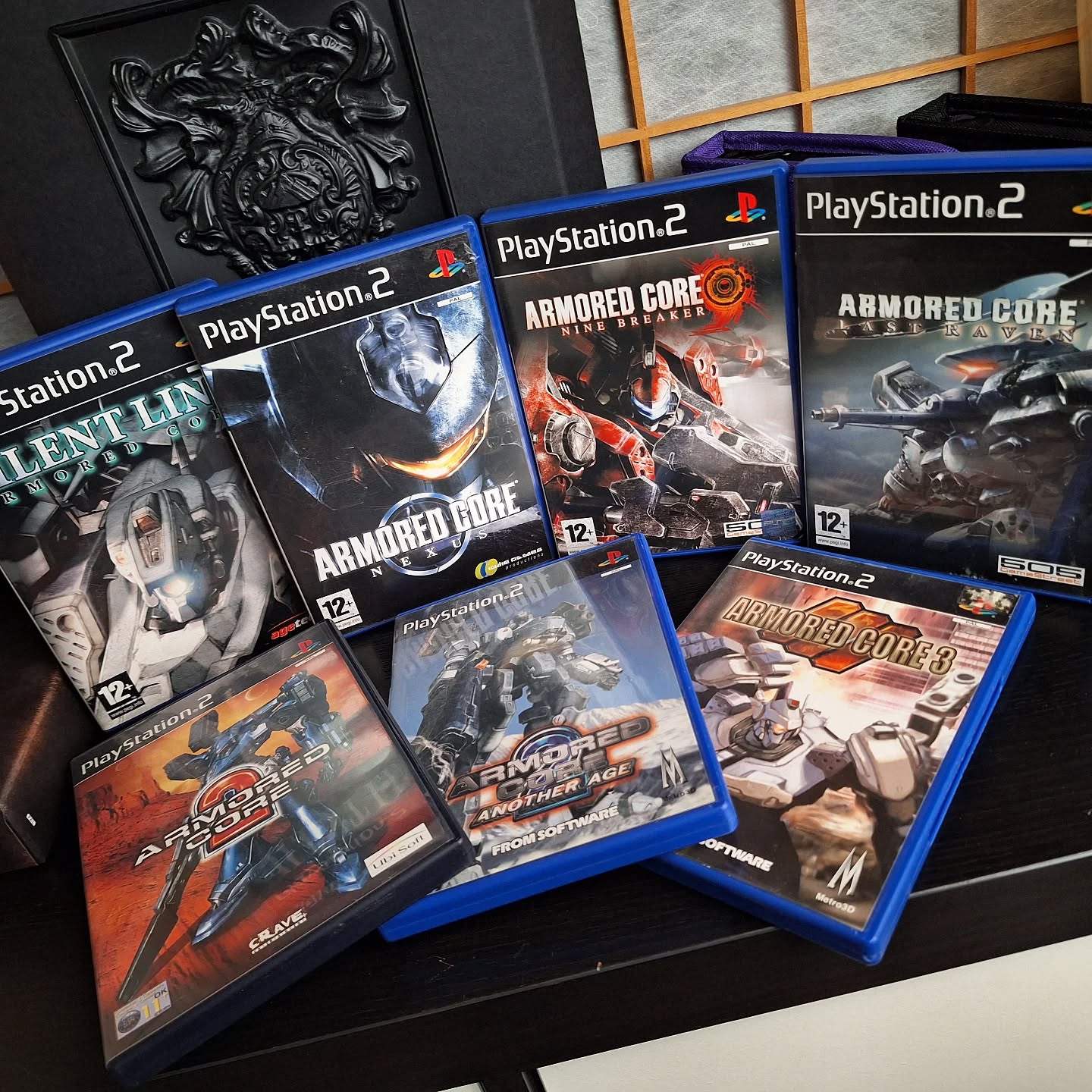 All Armored Core games for the ps2. This was not easy to obtain, as I only managed to do this couple years ago.

Ever since FromSoftware skyrocketed in fame and popularity since their success with the Souls games, all of their older games have become way more expensive. Luckily enough I already owned most and was on time with some others, like Kuon.

#games #videogames #retrogamepapa #retrogaming #retrogames #gamecollection #gamecollector #ps2 #armoredcore #fromsoftware #mechs #mechgame